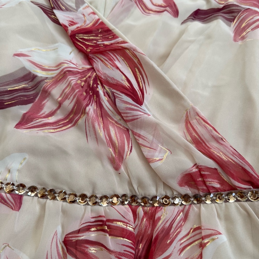 NWT Alexa B Floral Print Rhinestones Beautiful Maxi Dress Women’s Size 14W - Picture 7 of 14